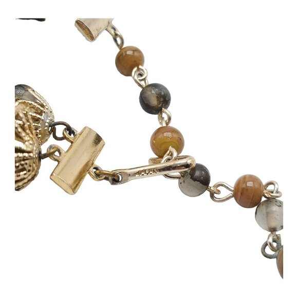 Multi Strand Beaded Statement Necklace Gold Tone Hook Clasp JAPAN Vintage - Picture 5 of 8